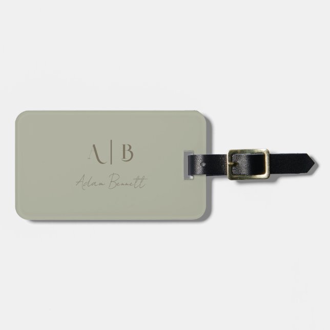 Moderna anpassade monograminitialer Namn Dammsage Bagagebricka (Horisontell Framsida)