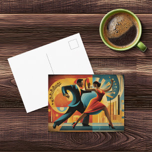 Moderna Art Deco Tango-dansare Vykort