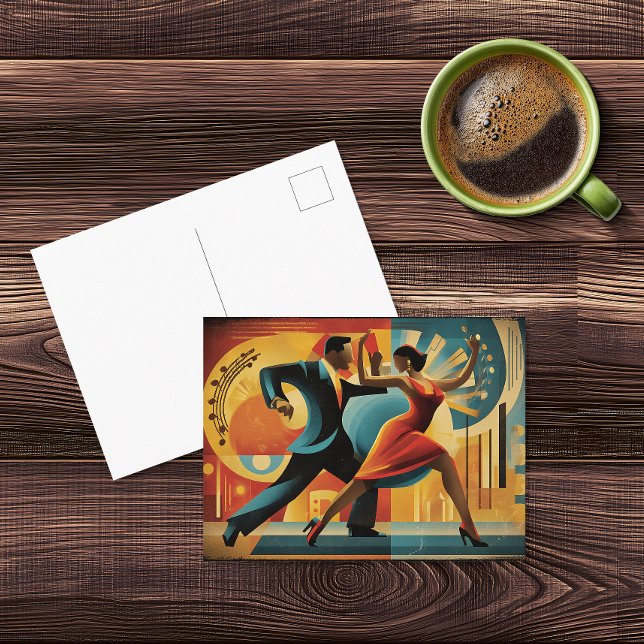Moderna Art Deco Tango-dansare Vykort (Skapare uppladdad)
