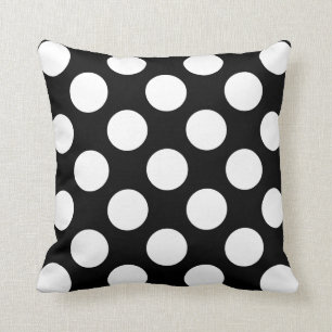 Moderna B&W kudder, jätte- vitpolka dots på svar Kudde