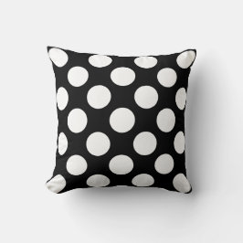 Moderna B&W kudder, jätte- vitpolka dots på svart Kudde