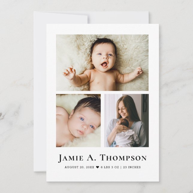 Moderna babyfoton Minimalistisk kollagegaller Grid Meddelande (Framsida)