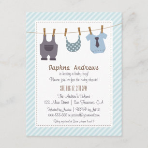 Moderna babykläder Baby pojke Shower Inbjudningar