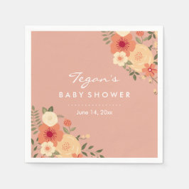 Moderna babyservetter med persikofärgade blommor pappersservett