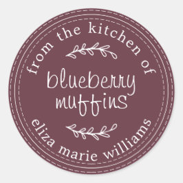 Moderna bakverk Blåbärsmuffins Burgundy Runt Klistermärke