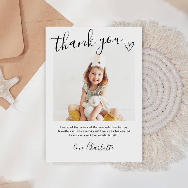 Moderna Barn Födelsedagsfoto  Tack Kort (Skapare uppladdad)