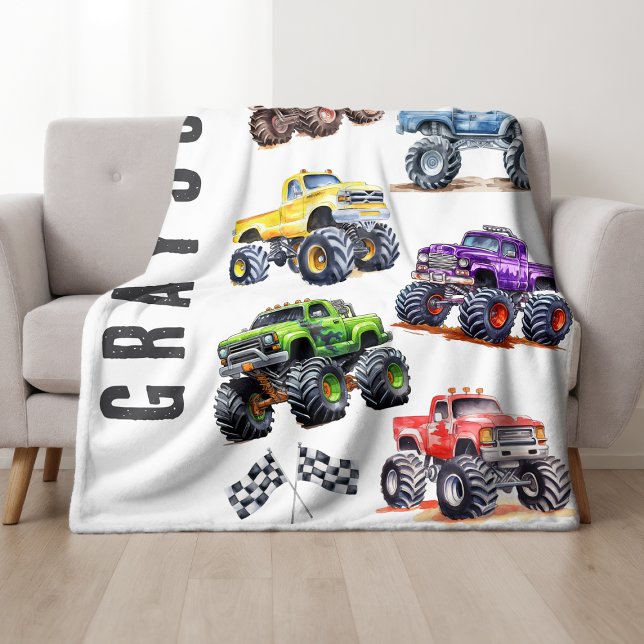 Moderna Barn Monster Trucks Fleecefilt (Skapare uppladdad)