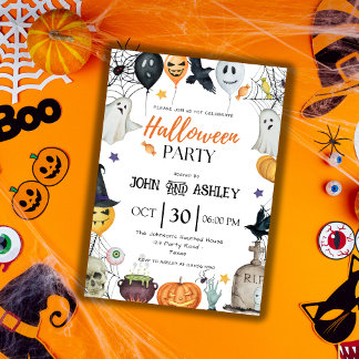 Moderna barn och Vuxnor Halloween fest Inbjudningar