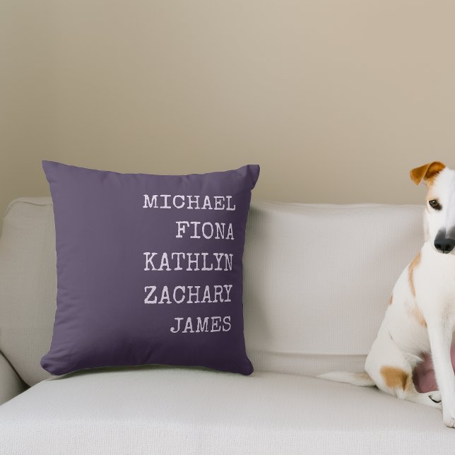 Moderna Barnbarns Namn Lila Kudde (Modern Grandkids Names Purple Throw Pillow)