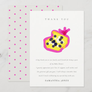 Moderna barns handritade passionfrukt baby shower tack kort