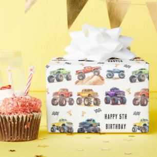 Moderna barns monstertruck födelsedagsfest presentpapper