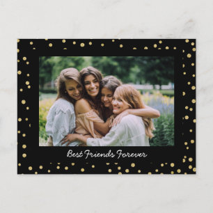 Moderna bästa vänner BFF Bästisar Foto Svart Guld Vykort