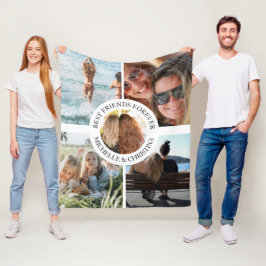 Moderna bästa vänner för alltid fotokollage Bästis Fleecefilt