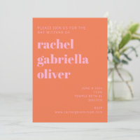 Moderna Bat Mitzvah-inbjudningar med fet typografi