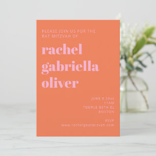 Moderna Bat Mitzvah-inbjudningar med fet typografi Inbjudningar