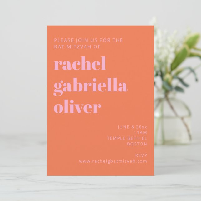 Moderna Bat Mitzvah-inbjudningar med fet typografi Inbjudningar (Stående Fram)