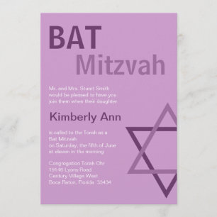 Moderna bat mitzvah Invitiation- lilor & rosor Inbjudningar