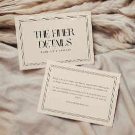 Moderna Beige Crème Djärva Typografi Bröllopsdetal Tilläggskort