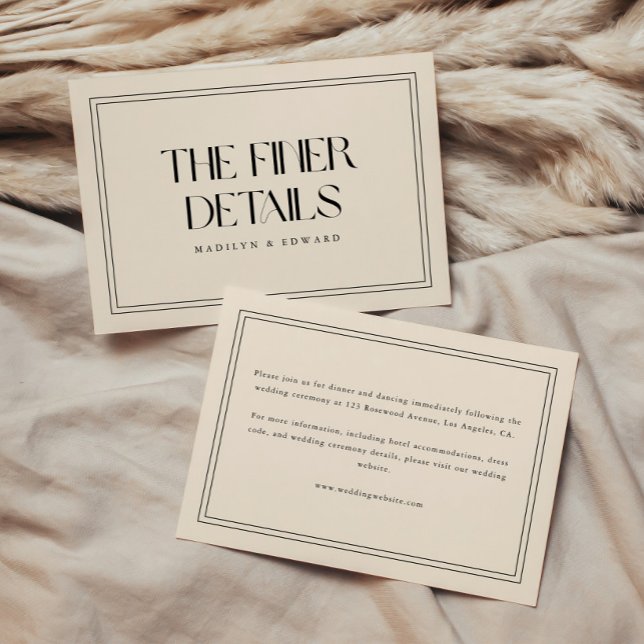 Moderna Beige Crème Djärva Typografi Bröllopsdetal Tilläggskort (Skapare uppladdad)