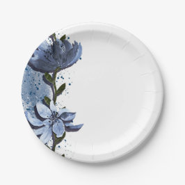 Moderna Blå Blommor Blommig Akvarell Bröllop