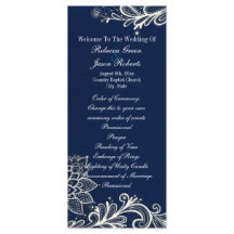 moderna blå bröllopsprogram för den vita marinen s
