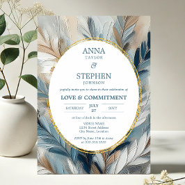 Moderna blå elegans åtagande ceremoni inbjudningar