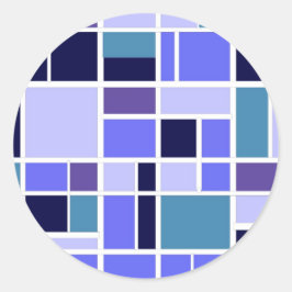 Moderna blå fyrkanter runt klistermärke