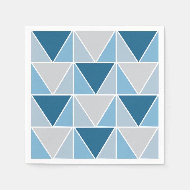 Moderna blå grå geometriska trianglar  pappersservett (Framsidan)