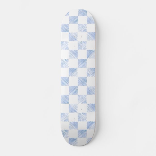 Moderna blå linjer i det vita Mönster Mini Skateboard Bräda 18,5 Cm (Framsida)