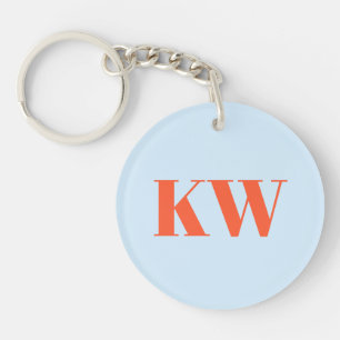 Moderna blå orange monogram initialer personliga