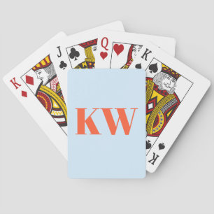 Moderna blå orange monogram initialer personliga casinokort