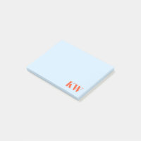 Moderna blå orange monogram initialer personliga