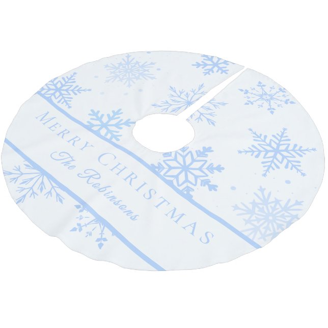 Moderna blå snöflingor  julgransmatta borstad polyester (Vinklad)