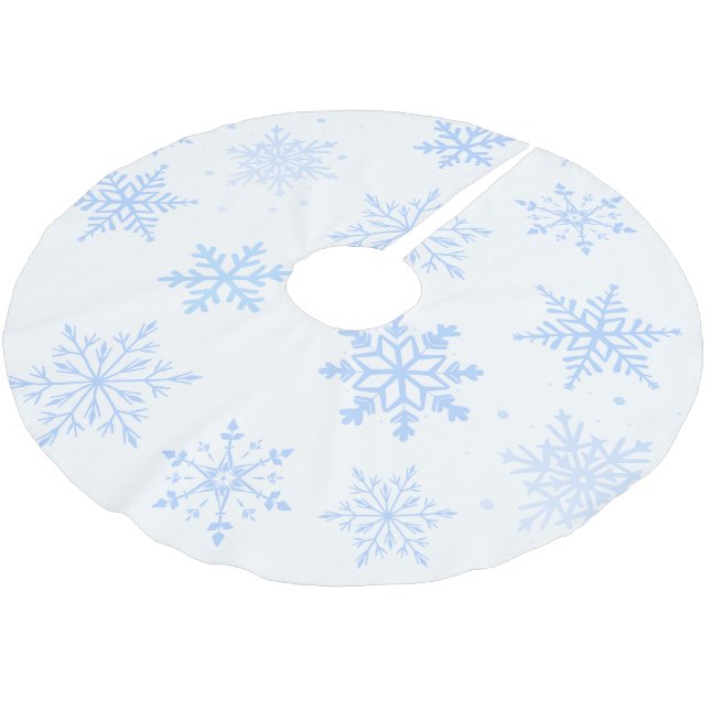 Moderna blå snöflingor  julgransmatta borstad polyester (Vinklad)