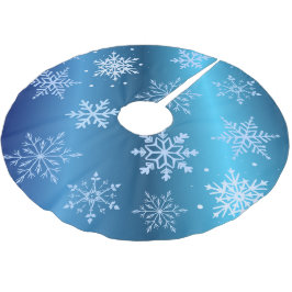Moderna blå snöflingor  julgransmatta borstad polyester