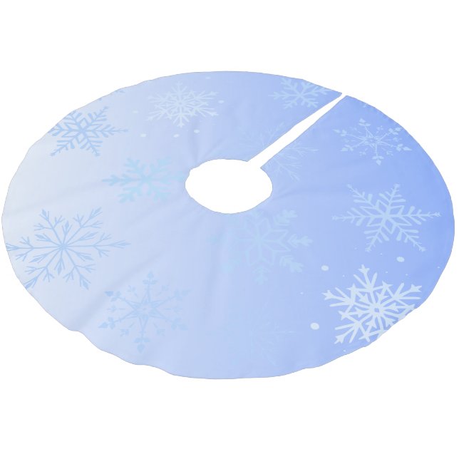Moderna blå snöflingor  julgransmatta borstad polyester (Vinklad)