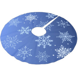Moderna blå snöflingor julgransmatta borstad polyester