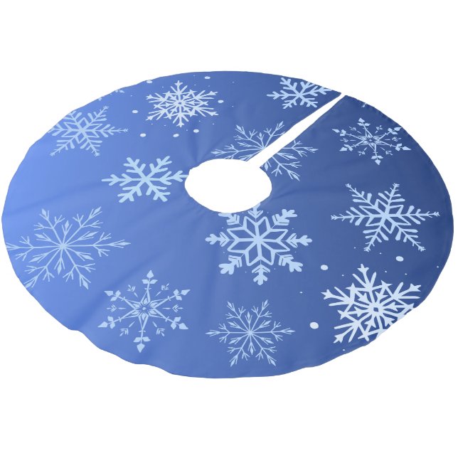 Moderna blå snöflingor  julgransmatta borstad polyester (Vinklad)