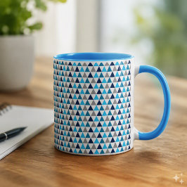 Moderna blå trianglar geometrisk mugg