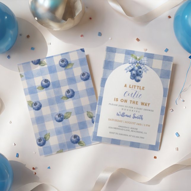 Moderna blåbär En söt liten baby shower Inbjudningar (Skapare uppladdad)