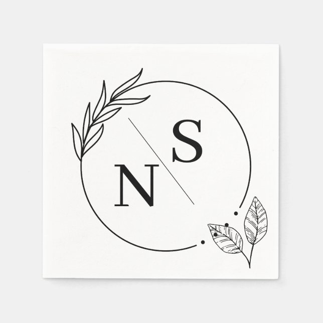 Moderna bladmonogram initiala servetter (Framsidan)
