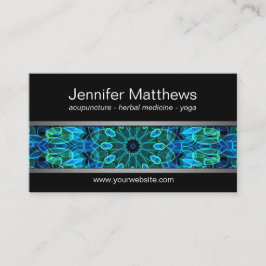 Moderna blått & grön Gemsmandala Visitkort