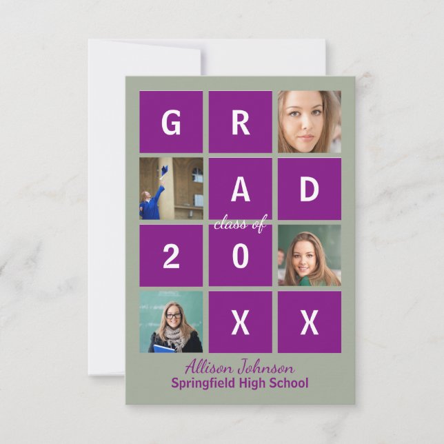 Moderna blockbokstäver & foto - 3X5 Examen Inbjudningar (Framsida)