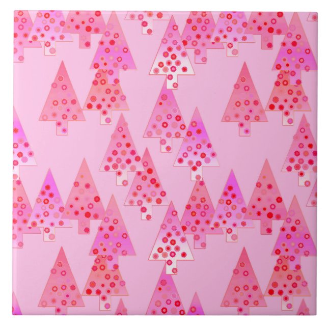 Moderna blomjulgranar - pastellrosa kakelplatta (Framsidan)