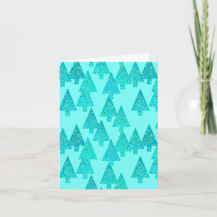 Moderna blommajulgranar - aqua & påfågel helgkort
