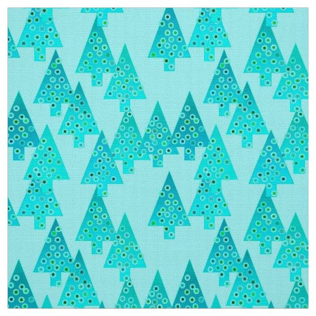 Moderna blommajulgranar - aqua & påfågel tyg (Provkarta)