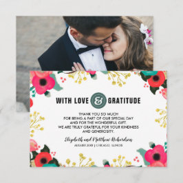 Moderna Blommiga Bröllop Tacksamt Fotokort Tack Kort