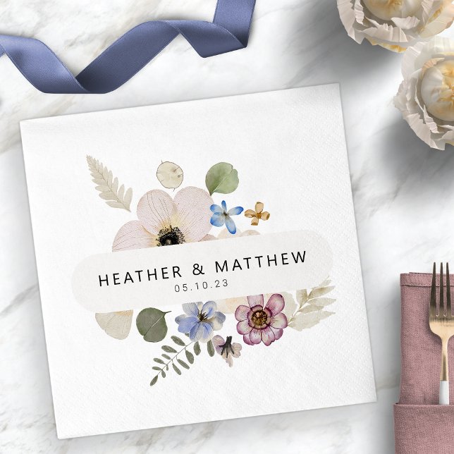 Moderna blommiga bröllopsservetter pappersservett (Modern Floral Boho Wedding Napkins by Painted Paperie
)