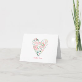 Moderna blommiga hjärtformade bröllop tackkort