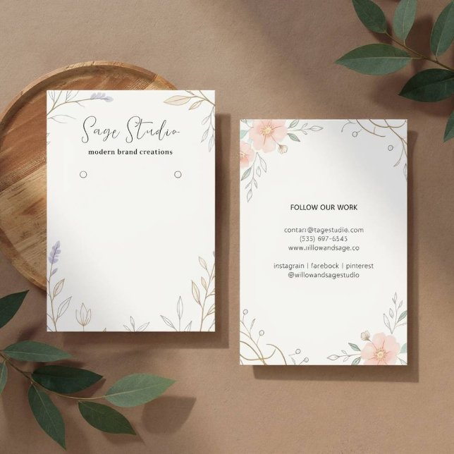 Moderna Blommiga Personliga Örhänge Utställning Sm Visitkort (Chic Floral Earring Stand)